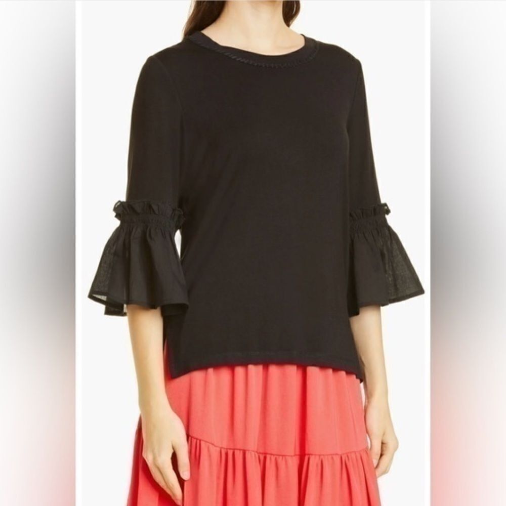 Kobi Halperin Samar Ruffle Sleeve Top Black